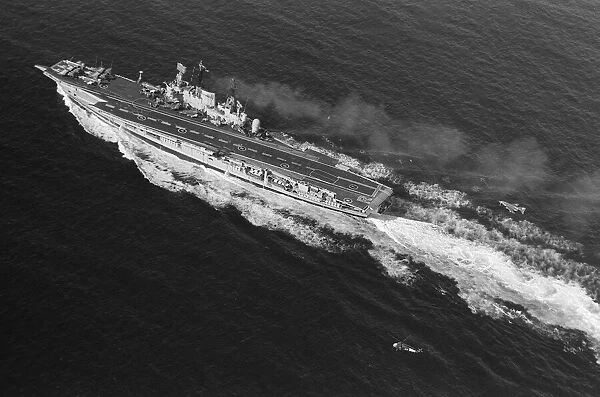 HMS Ark Royal steaming in the English Channel taking on her Phantom aircraft