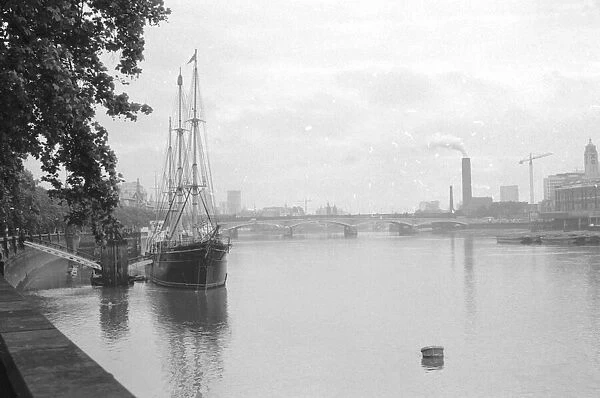 HMS Discovery on the River Thames Circa 1965
