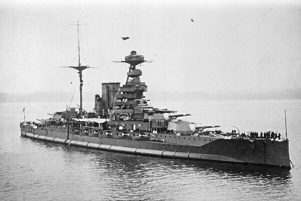 HMS Malaya Royal Navy Queen Elizabeth-class battleship seen here at a fleet review prior