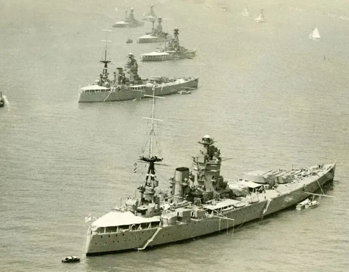 Framed Print : HMS Nelson foreground seen here with HMS Rodney, Ramillies, Revenge