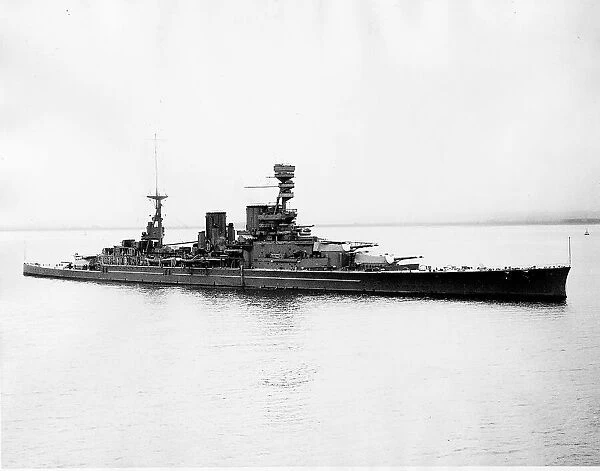 HMS Repulse seen here leaving port. Circa 1935