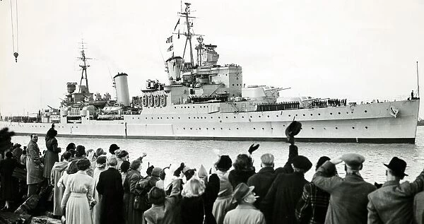 HMS Sheffield a county class cruiser seen here arriving back in the UK after her