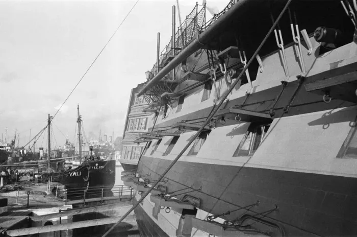Framed Print : HMS Victory at Portsmouth harbour, this photograph was taken in connection with