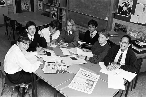 Hold the front page... 'reporters'from Moor End High School are busy preparing