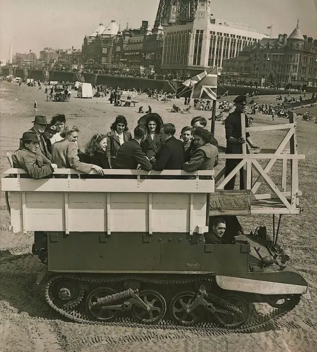 Framed Print : Holiday Pictures at Blackpool May 1947 Coverted Bren Gun carrier for taking