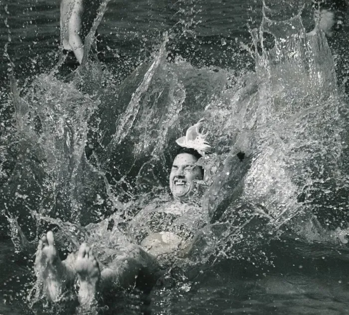 Framed Print : Holidaymaker enjoys splashing in sea and making waves August 1948 Framed Print : Holidaymaker enjoys splashing in sea and making waves August 1948