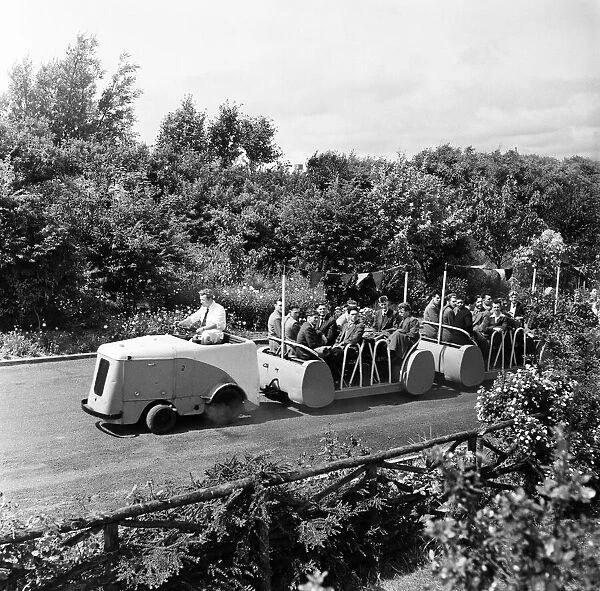 Holidaymakers on the camp train at Butlins Holiday Camp, Filey, North Yorkshire