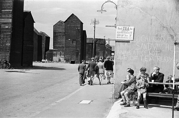 Holidaymakers in Hastings, East Sussex. June 1952