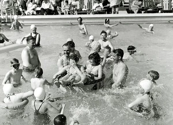 Holidaymakers having fun in the pool at Butlins 1962