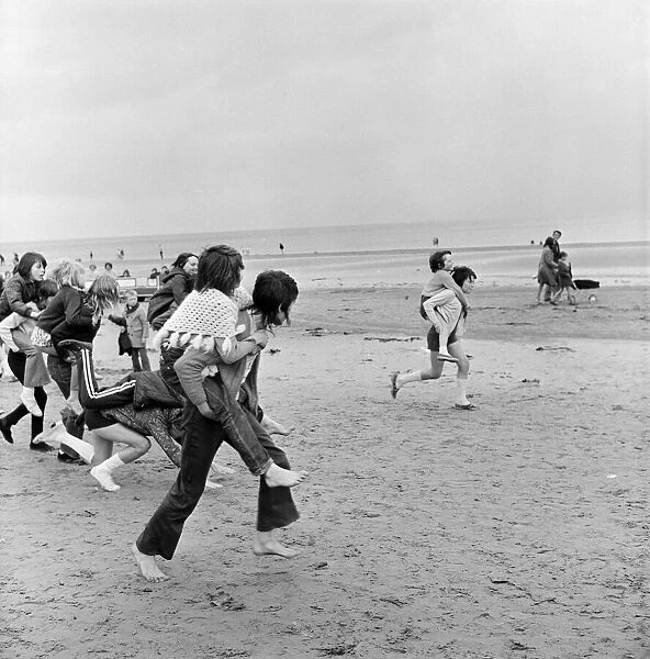 Holidaymakers at Redcar. 1971