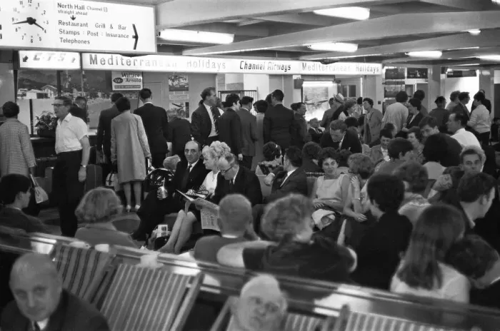 Framed Print : Holidaymakers waiting for their flight to be called at Southend Airport 13th July 1968 Framed Print : Holidaymakers waiting for their flight to be called at Southend Airport 13th July 1968