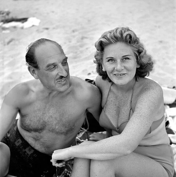 Holidays: Couples enjoying the beach on Corsica. August 1957 A503a-016