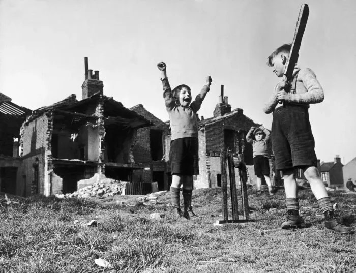 Framed Print : His home blitzed but he still hits out and opens the cricket season 1944 Framed Print : His home blitzed but he still hits out and opens the cricket season 1944