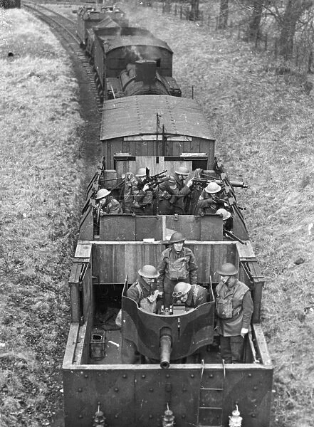 Home Guard armoured train with a 6-pounder gun mounted in the front