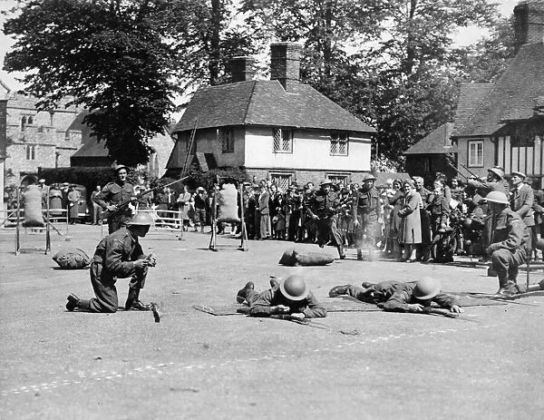 The home guard, display and training. Picture possibly taken in Chatham, Kent