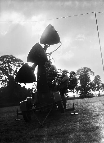 Home Guard being given instruction in the use of sound location equipment