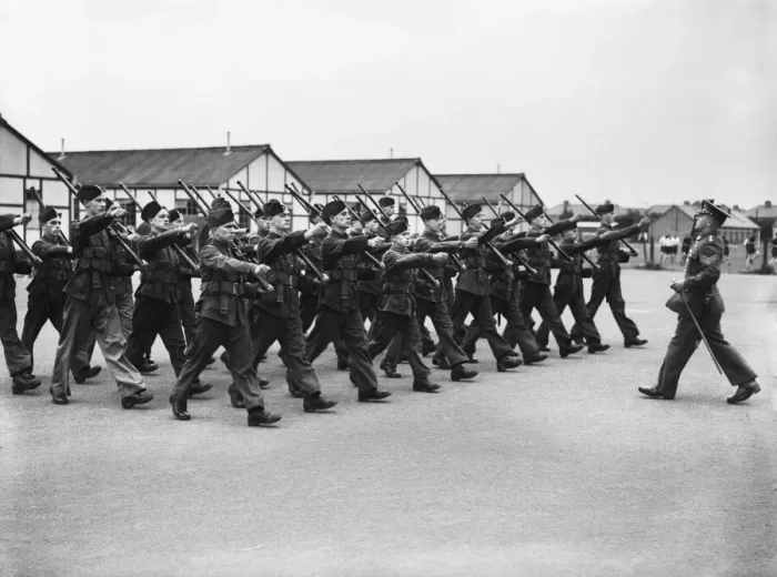 Framed Print : Home Guard seen here being drilled whilst on training and manoeuvres exercise Framed Print : Home Guard seen here being drilled whilst on training and manoeuvres exercise