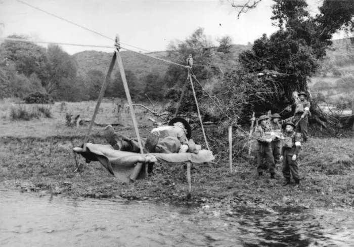 Framed Print : Home Guard training in North Wales. A stretcher casualty Framed Print : Home Guard training in North Wales. A stretcher casualty
