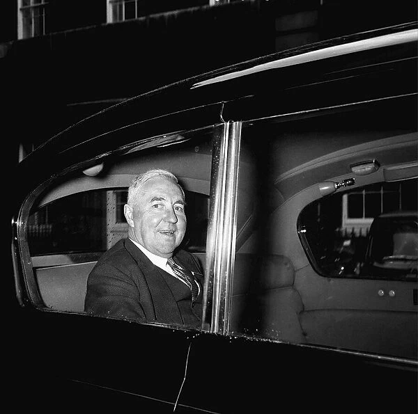 Home Secretary Henry Brooke leaves Number 10 Downing Street in the back of a car
