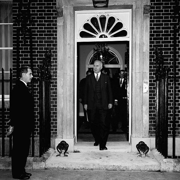 Home Secretary Henry Brooke leaves Number 10 Downing Street after a meeting