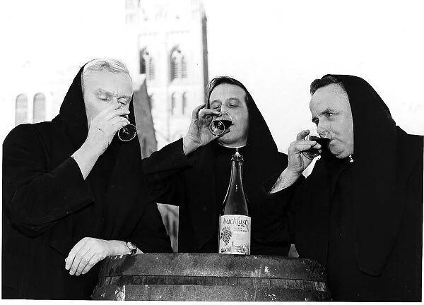 Homemade Buckfast wine being drunk by Father Leo Brother Sebastian Father Alban