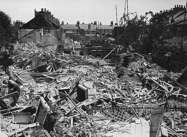 Homes in Cambridge bombed during a WW2 German air raid. 1940