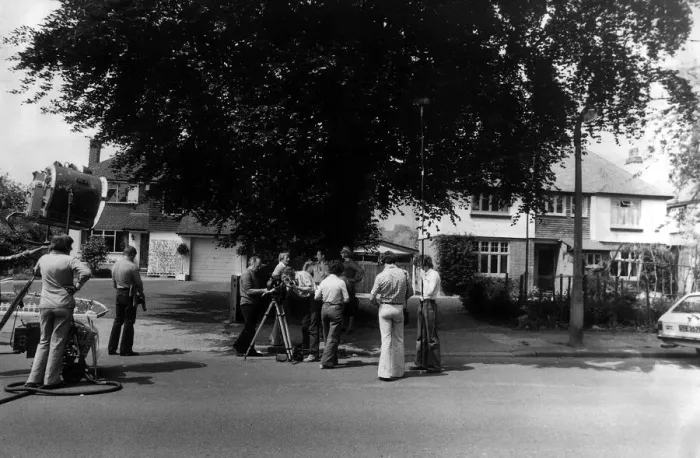 Framed Print : Two homes used as the setting for the Television June 1978 series The Good Life