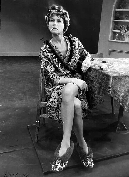 Honor Blackman in costume for her role in stage play Mr
