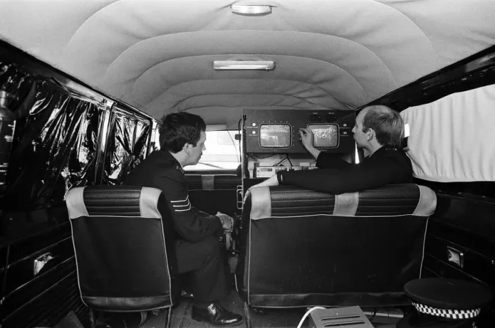 Framed Print : The Hoolivan, enables police to maintain radio contact with all officers inside Framed Print : The Hoolivan, enables police to maintain radio contact with all officers inside