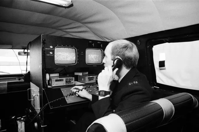 Framed Print : The Hoolivan, enables police to maintain radio contact with all officers inside Framed Print : The Hoolivan, enables police to maintain radio contact with all officers inside