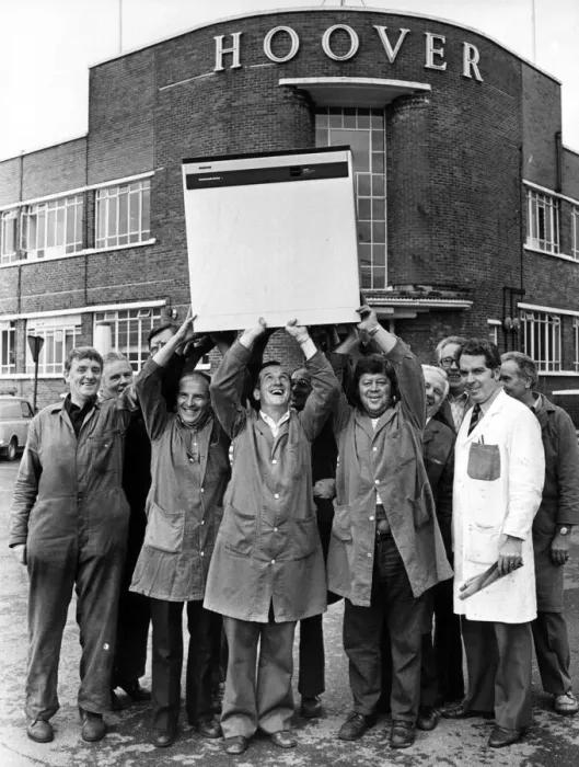 Framed Print : The Hoover factory, Merthyr, is producing a new version of their Hoovermatic twin tub Framed Print : The Hoover factory, Merthyr, is producing a new version of their Hoovermatic twin tub