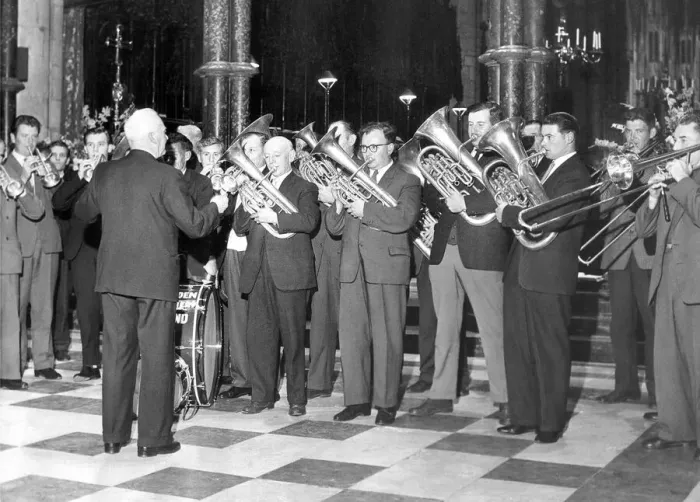 Framed Print : Hordon Colliery Band were recording in Durham Cathedral on July 9 Framed Print : Hordon Colliery Band were recording in Durham Cathedral on July 9