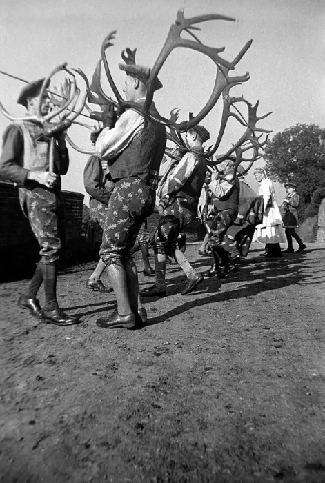 Framed Print : The Horn Dancers performing their routine at Abbotts Bromley in Rugby September
