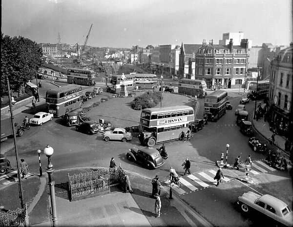 Horsefair, Bristol seen here in the early 1950s, with the foundation work for Lewis