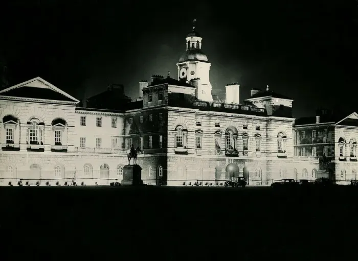 Framed Print : Horseguards Parade illuminated and floodlit for the silver jubilee celebration for King Framed Print : Horseguards Parade illuminated and floodlit for the silver jubilee celebration for King