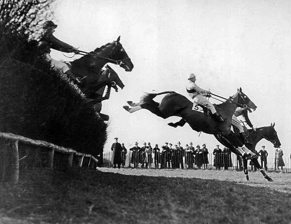 Horseracing action in the Portsdale Steeplechase at Plumpton