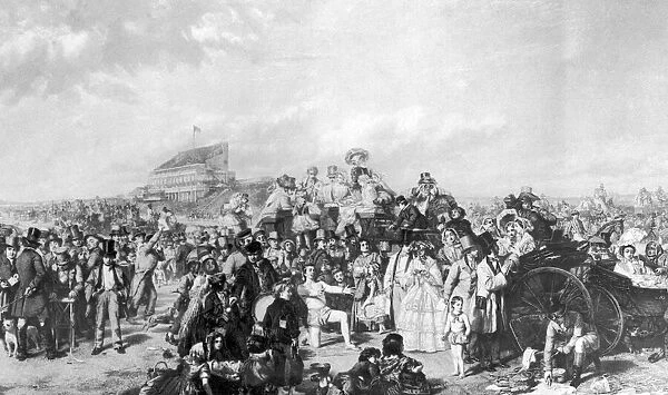 Horseracing Illustration- historical Derby scene, circa 1850