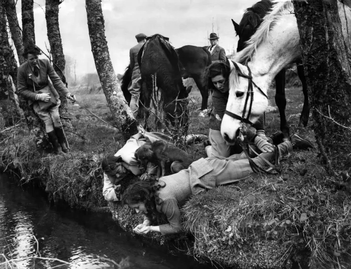 Framed Print : After the horses have drunk from the swift roadside stream the riders quench their thirst Framed Print : After the horses have drunk from the swift roadside stream the riders quench their thirst