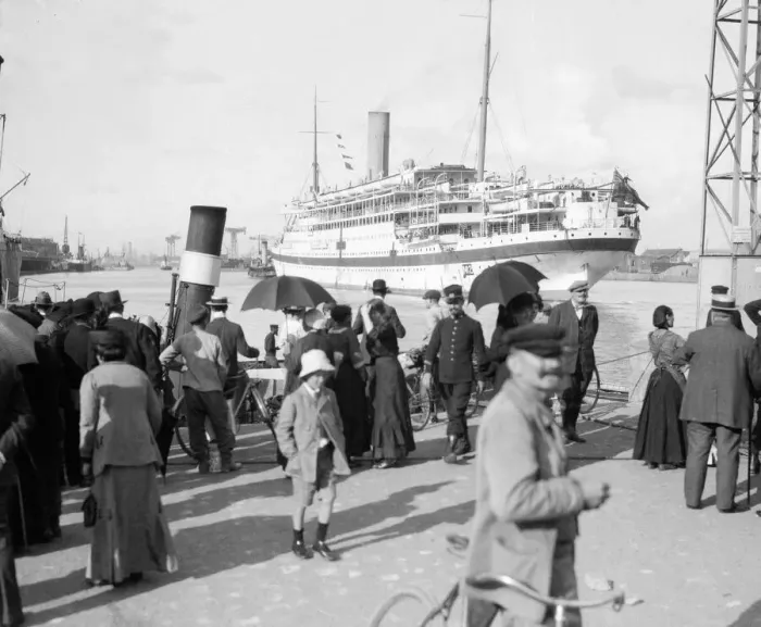 Framed Print : The Hospital Ship Asturias seen here leaving the French Channel port of Le Harve for