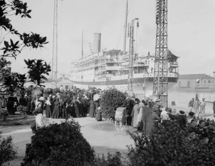 Framed Print : The Hospital Ship Asturias seen here leaving the French Channel port of Le Harve for