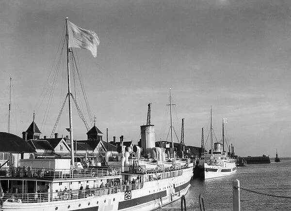 The Hospital Ships Dinard and St Julien seen here at Newhaven prior to a wounded prisoner