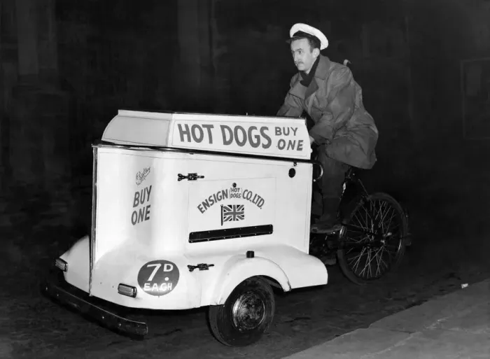 Framed Print : Hot-dog stands on tricycles tour Manchester at night and attend many outdoor events Framed Print : Hot-dog stands on tricycles tour Manchester at night and attend many outdoor events
