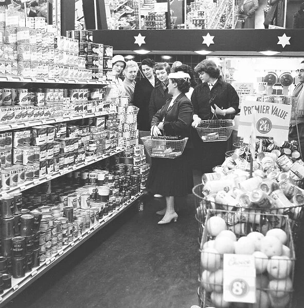 Housewives in search of a bargin at the Premier supermarket in North Finchley