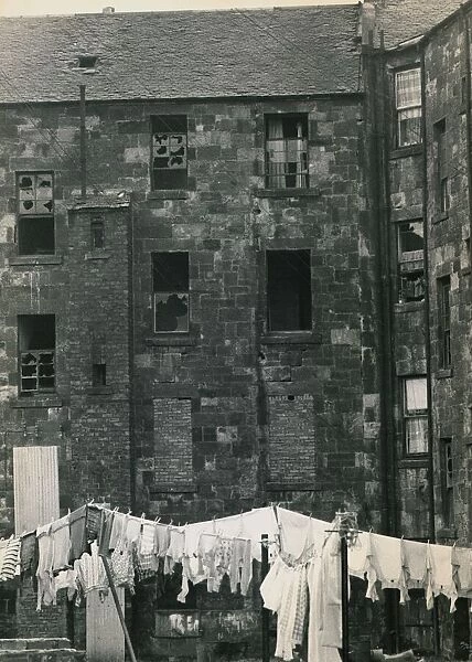 Housing slums in the Dalmarnock district of Glasgow The deralict tenament housing