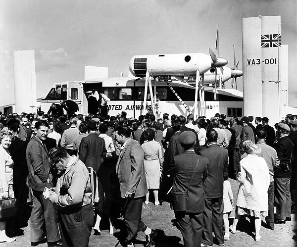 A Hovercoach surrounded by a big crowd at Leasowe, Wirral, Merseyside. 20th July 1962