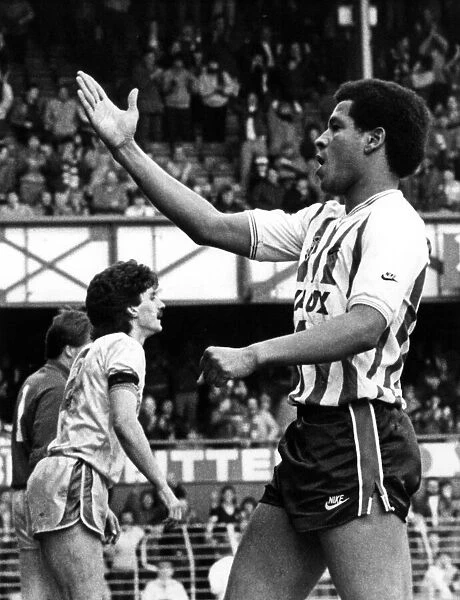 Howard Gayle celebrates his goal against Barnsley by saluting the Roker fans after