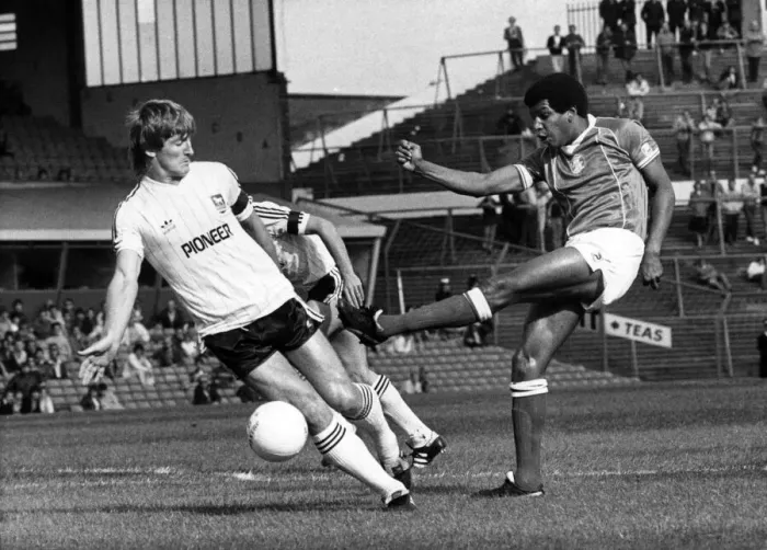 Framed Print : Howard Gayle lets fly for Blues at St Andrew s. Birmingham City v Ipswich Town Framed Print : Howard Gayle lets fly for Blues at St Andrew s. Birmingham City v Ipswich Town