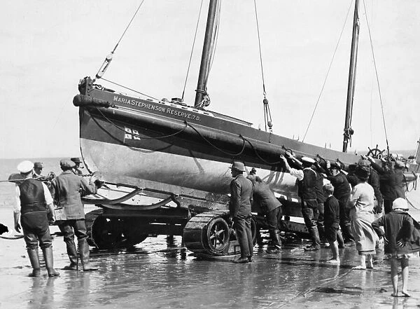 The Hoylake reserve lifeboat Maria Stephenson returning after tests on the new