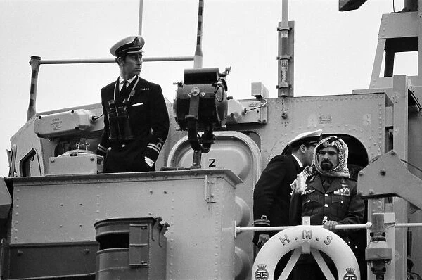 HRH Prince Charles on board HMS Bronington. Pictured on the right is the Crown Prince