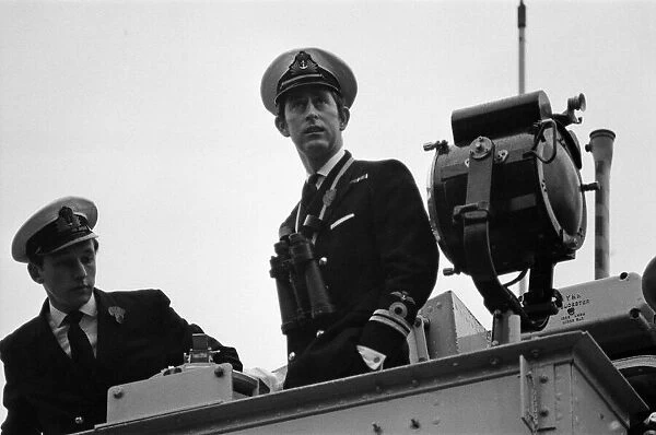 HRH Prince Charles on board HMS Bronington. HMS Bronington docks at Tower Pier in